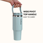 PickSip 40 Insulated Tumbler Bottle With Top Handle Arctic Blue 1200ml