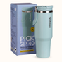 PickSip 40 Insulated Tumbler Bottle With Top Handle Arctic Blue 1200ml