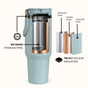 PickSip 40 Insulated Tumbler Bottle With Top Handle Arctic Blue 1200ml