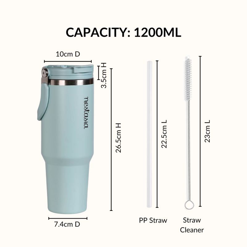 PickSip 40 Insulated Tumbler Bottle With Top Handle Arctic Blue 1200ml