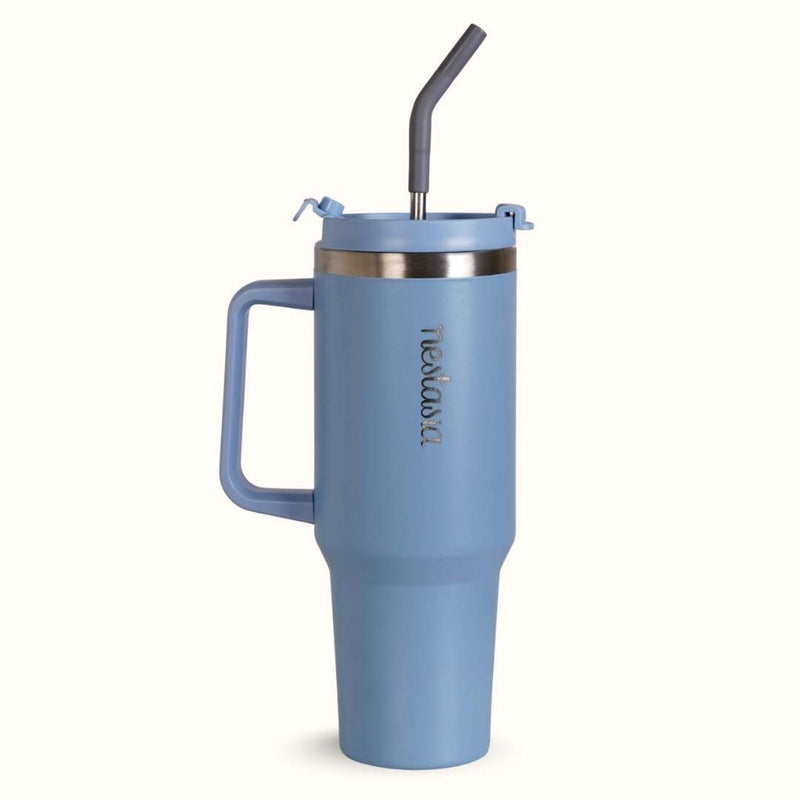 GripSip 40 Insulated Tumbler With Side Handle Blue Frost 1200ml
