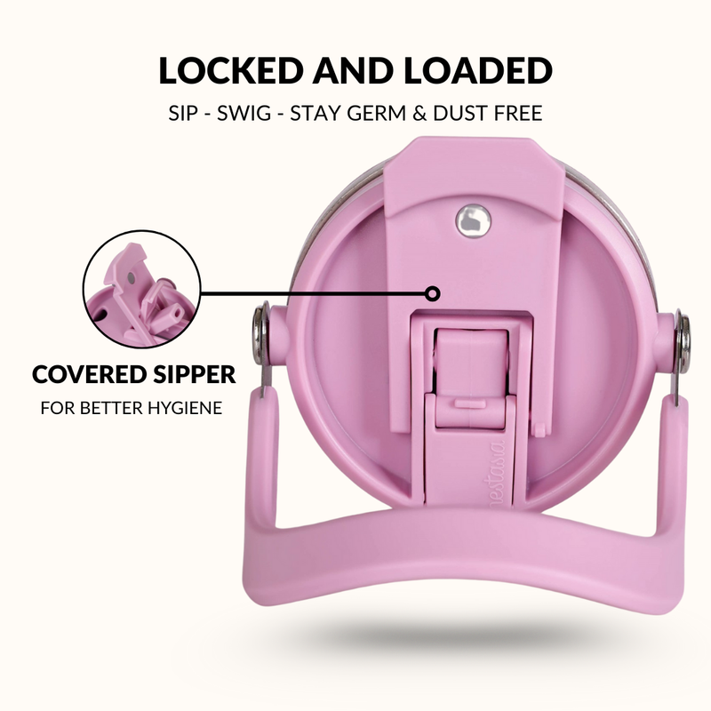 PickSip 40 Insulated Tumbler Bottle With Top Handle Blush Rose Pink 1200ml