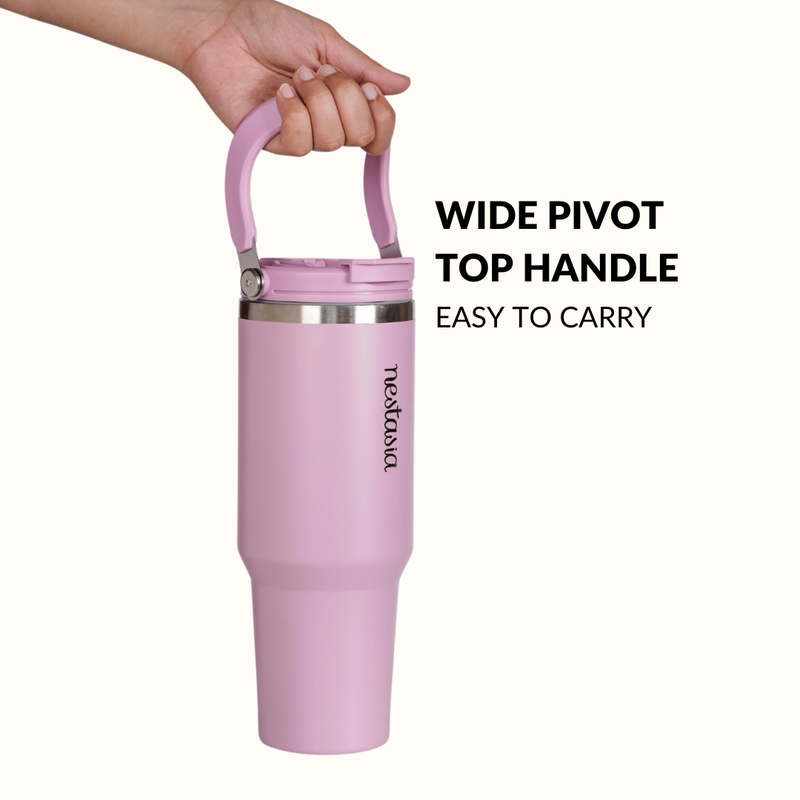 PickSip 40 Insulated Tumbler Bottle With Top Handle Blush Rose Pink 1200ml