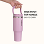 PickSip 40 Insulated Tumbler Bottle With Top Handle Blush Rose Pink 1200ml