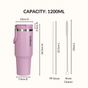 PickSip 40 Insulated Tumbler Bottle With Top Handle Blush Rose Pink 1200ml