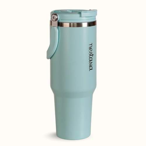 PickSip 40 Insulated Tumbler With Top Handle Coastal Malibu Blue 1200ml