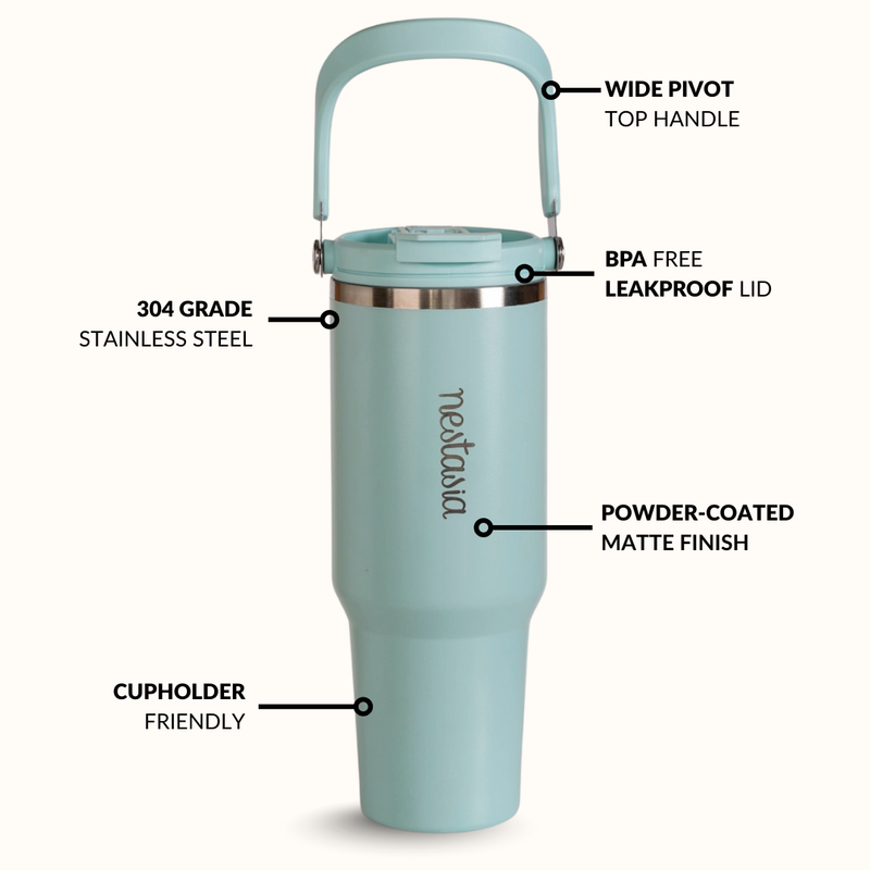PickSip 40 Insulated Tumbler With Top Handle Coastal Malibu Blue 1200ml