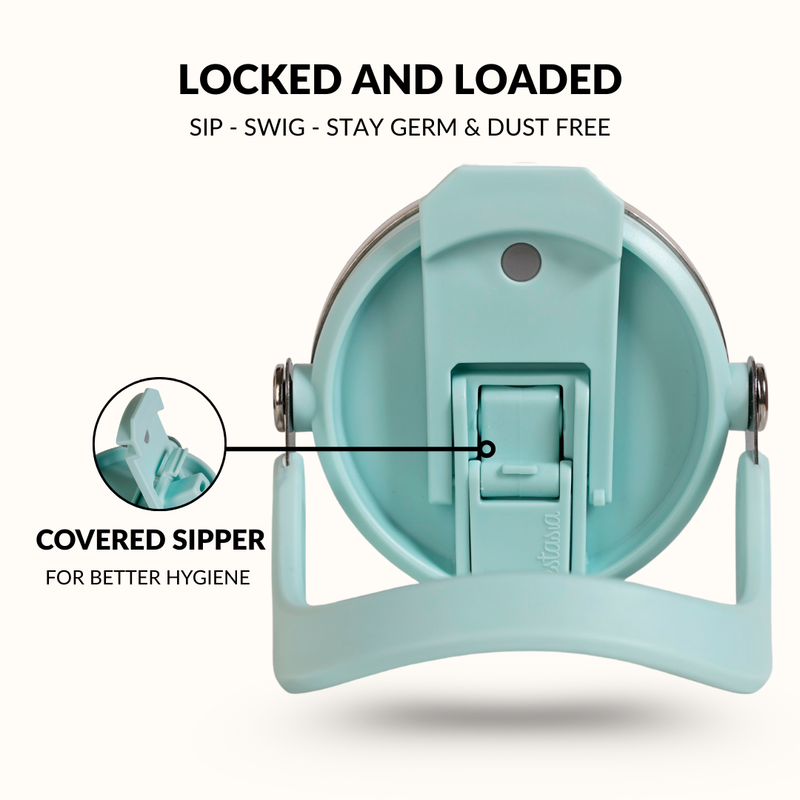 PickSip 40 Insulated Tumbler With Top Handle Coastal Malibu Blue 1200ml