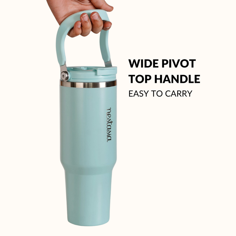 PickSip 40 Insulated Tumbler With Top Handle Coastal Malibu Blue 1200ml