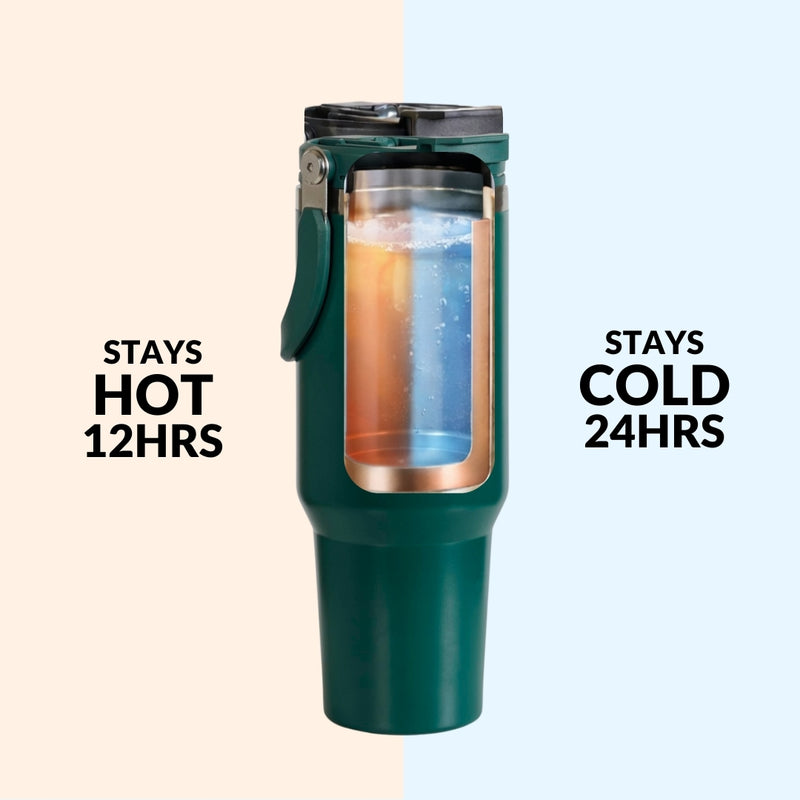 PickSip 40 Insulated Tumbler With Top Handle Emerald Isle 1200ml