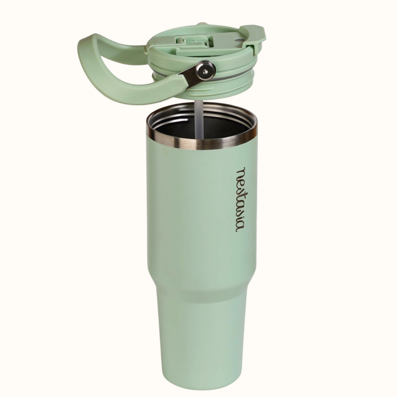 PickSip 40 Insulated Tumbler With Top Handle Milk Matcha Green 1200ml