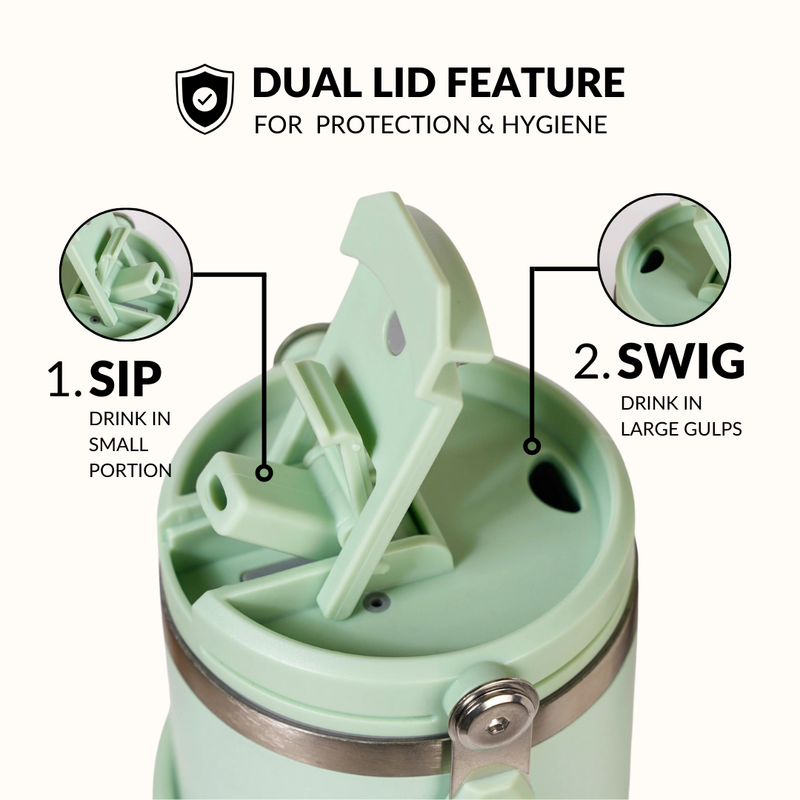 PickSip 40 Insulated Tumbler With Top Handle Milk Matcha Green 1200ml