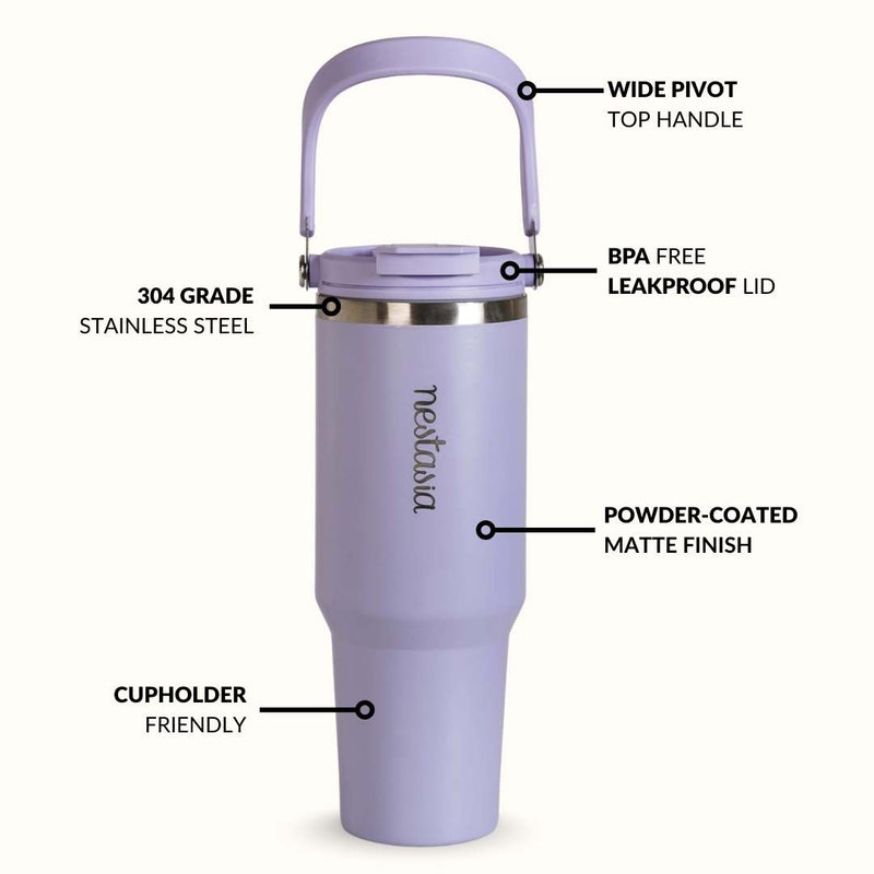 PickSip 40 Insulated Tumbler With Top Handle Periwinkle 1200ml