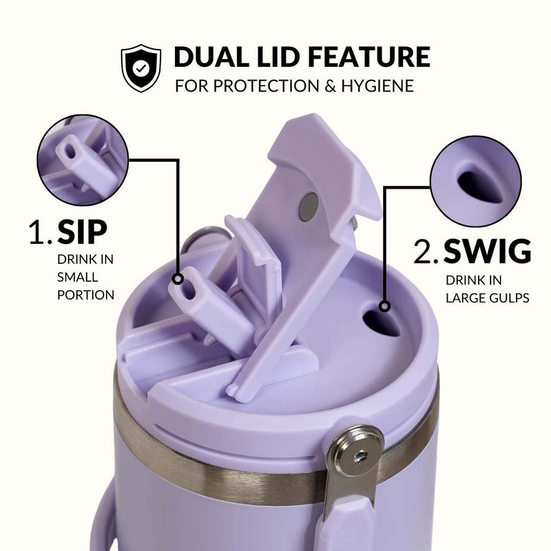 PickSip 40 Insulated Tumbler With Top Handle Periwinkle 1200ml