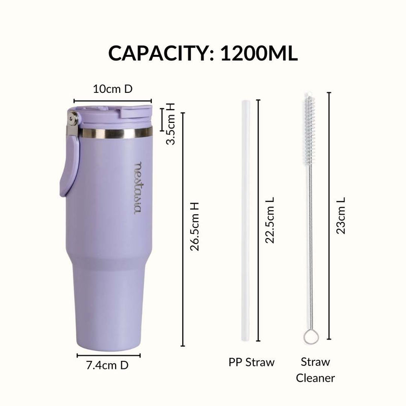 PickSip 40 Insulated Tumbler With Top Handle Periwinkle 1200ml