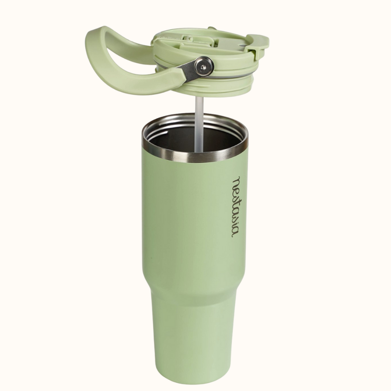 PickSip 40 Insulated Tumbler With Top Handle Pistachio Cream Green 1200ml