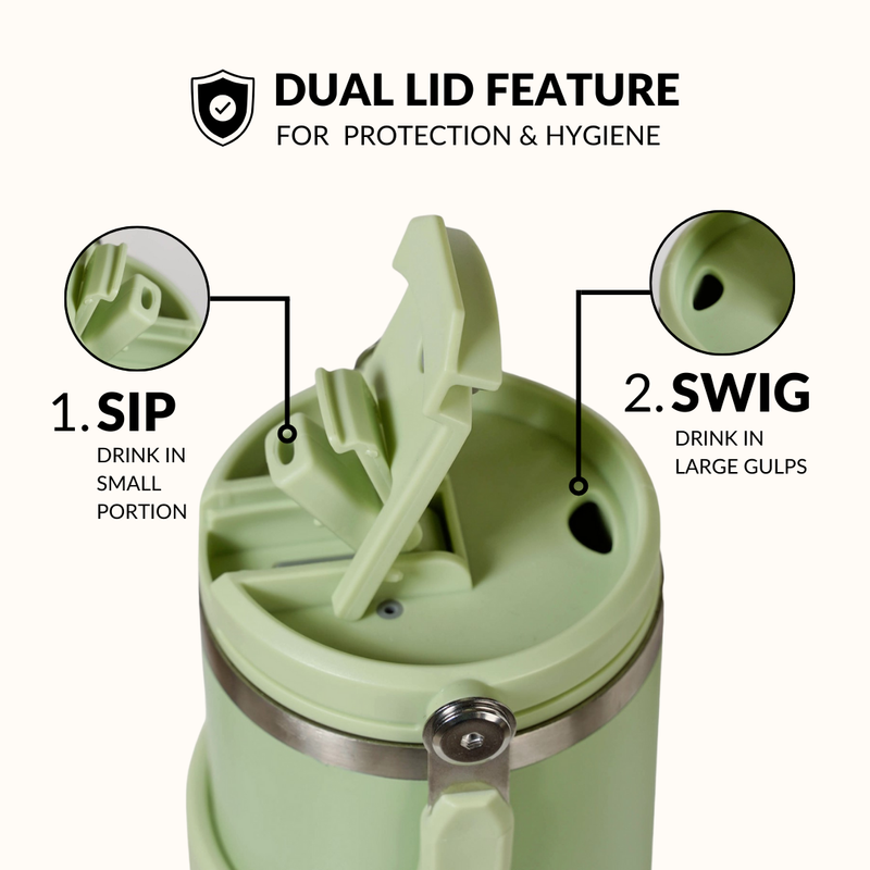 PickSip 40 Insulated Tumbler With Top Handle Pistachio Cream Green 1200ml