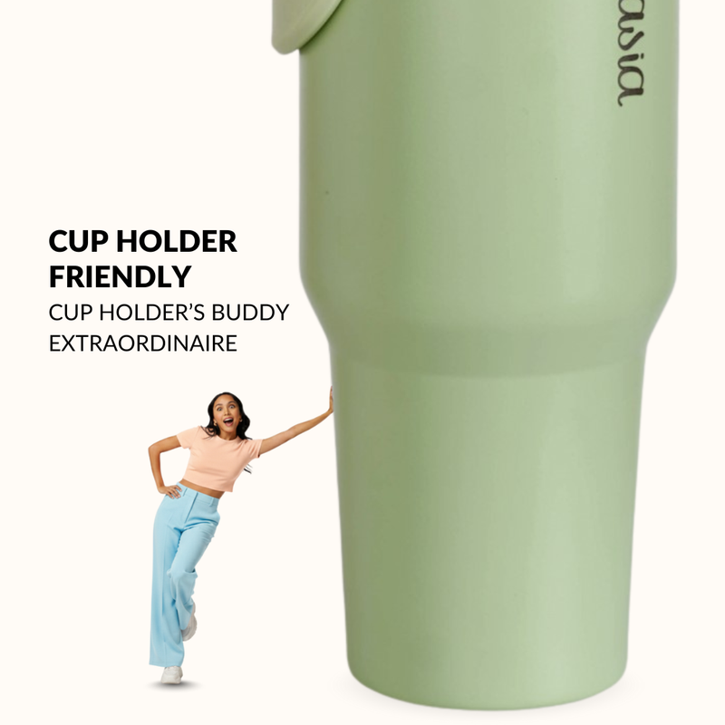 PickSip 40 Insulated Tumbler With Top Handle Pistachio Cream Green 1200ml