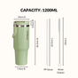 PickSip 40 Insulated Tumbler With Top Handle Pistachio Cream Green 1200ml