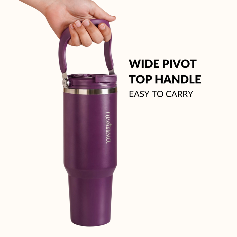 PickSip 40 Insulated Tumbler Bottle With Top Handle Plum Party Mauve 1200ml