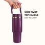 PickSip 40 Insulated Tumbler Bottle With Top Handle Plum Party Mauve 1200ml