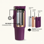PickSip 40 Insulated Tumbler Bottle With Top Handle Plum Party Mauve 1200ml