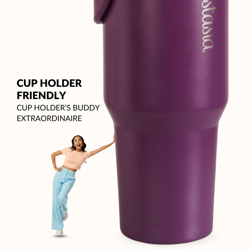 PickSip 40 Insulated Tumbler Bottle With Top Handle Plum Party Mauve 1200ml