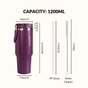 PickSip 40 Insulated Tumbler Bottle With Top Handle Plum Party Mauve 1200ml