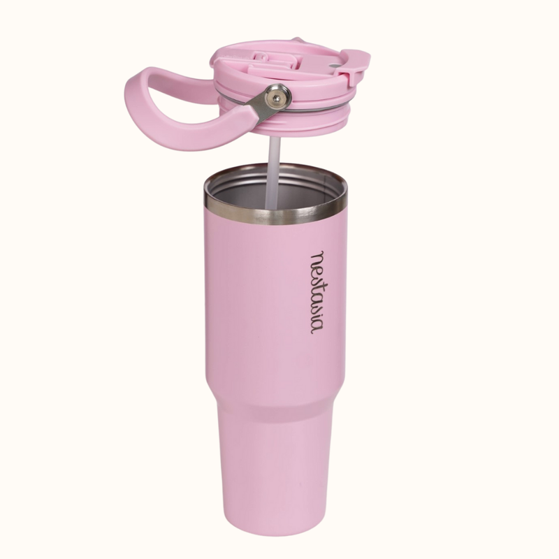 PickSip 40 Insulated Tumbler With Top Handle Quartz Cloud Pink 1200ml