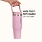 PickSip 40 Insulated Tumbler With Top Handle Quartz Cloud Pink 1200ml