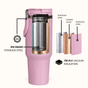 PickSip 40 Insulated Tumbler With Top Handle Quartz Cloud Pink 1200ml