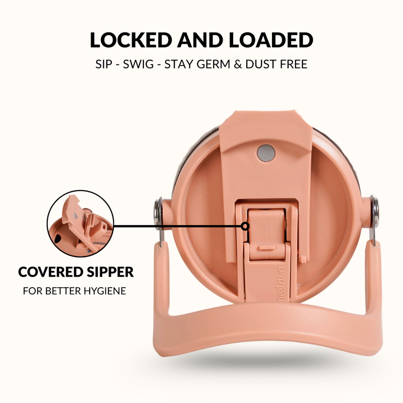 PickSip 40 Insulated Tumbler With Top Handle Soft Nude Peach 1200ml