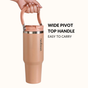PickSip 40 Insulated Tumbler With Top Handle Soft Nude Peach 1200ml
