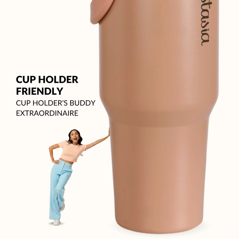 PickSip 40 Insulated Tumbler With Top Handle Soft Nude Peach 1200ml