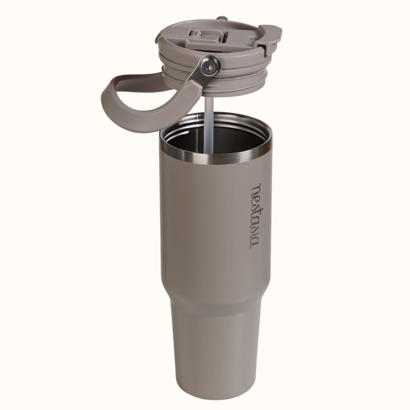 PickSip 40 Insulated Tumbler With Top Handle Urban Greige 1200ml