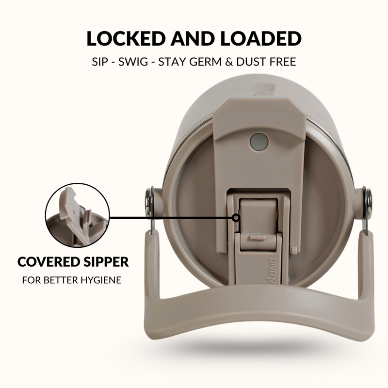 PickSip 40 Insulated Tumbler With Top Handle Urban Greige 1200ml