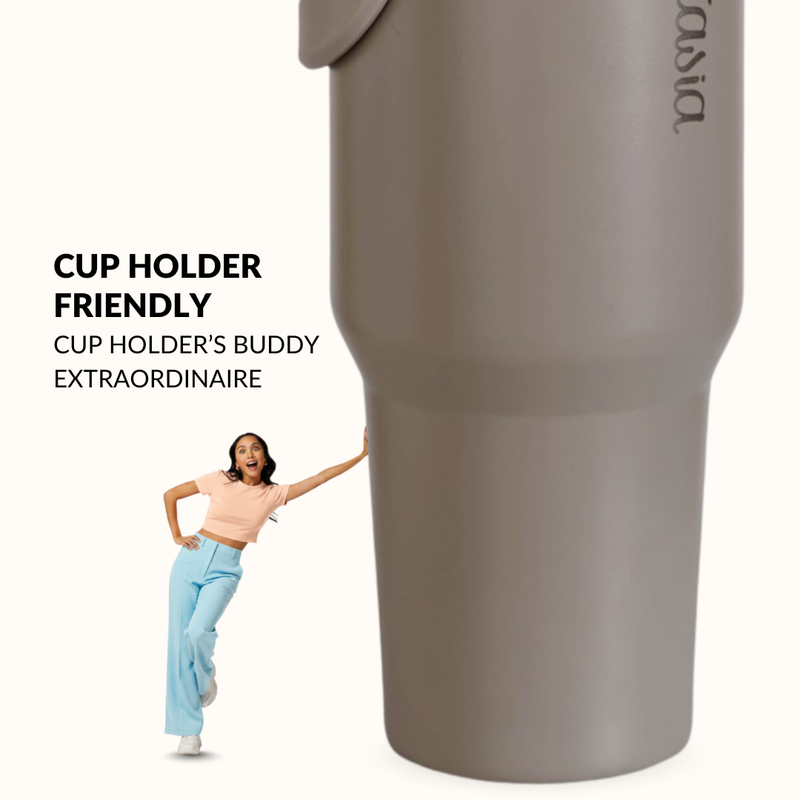 PickSip 40 Insulated Tumbler With Top Handle Urban Greige 1200ml