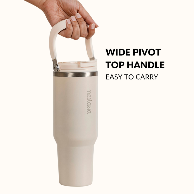 PickSip 40 Insulated Tumbler With Top Handle Vanilla Oatmilk 1200ml