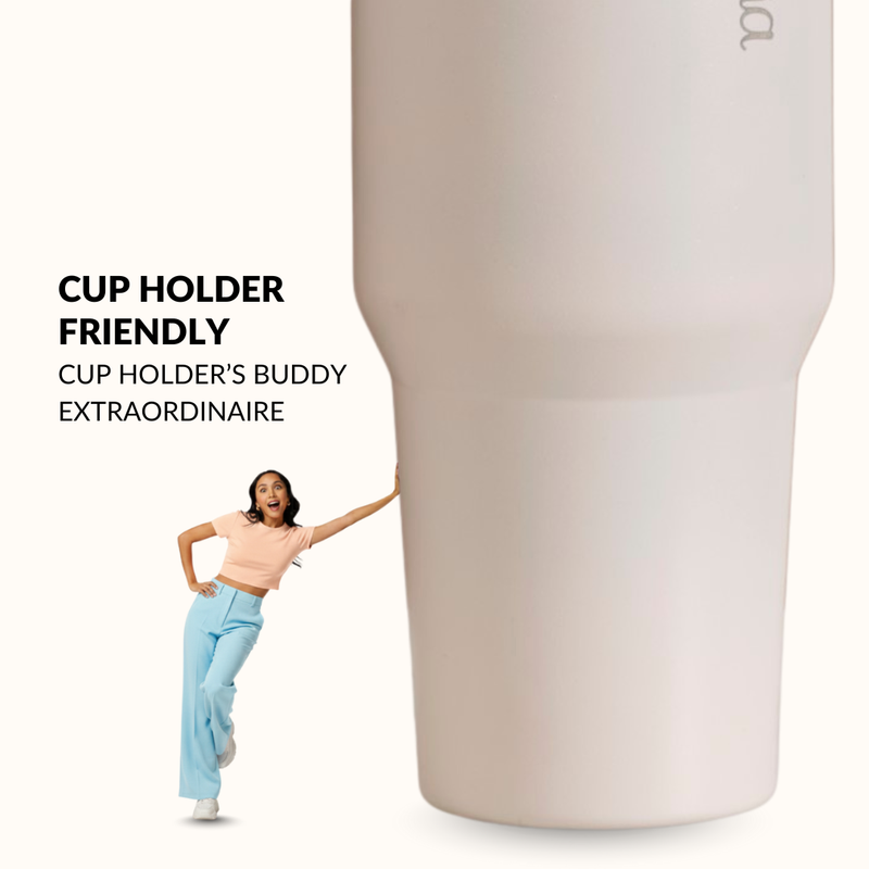 PickSip 40 Insulated Tumbler With Top Handle Vanilla Oatmilk 1200ml