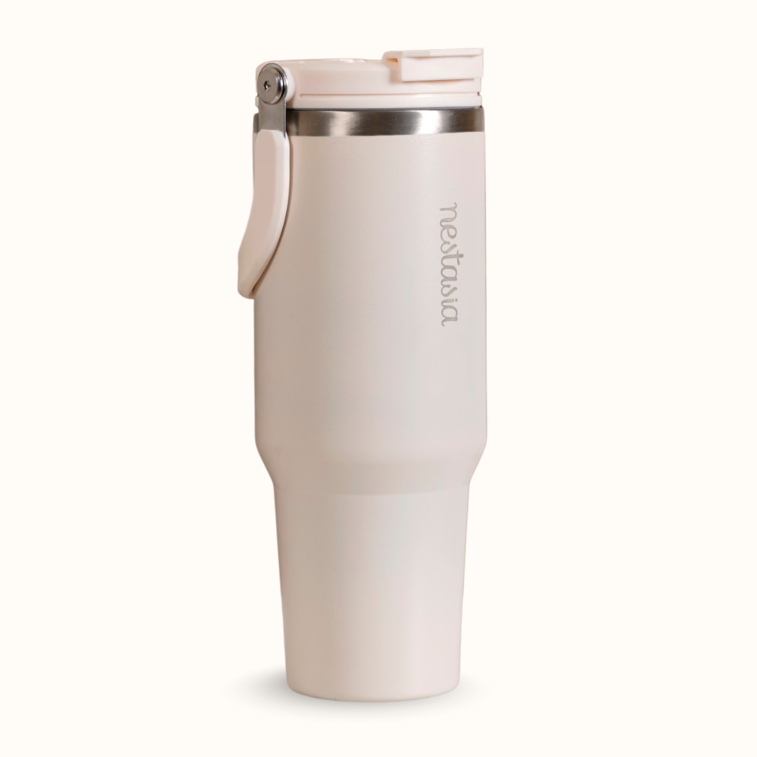PickSip 40 Insulated Tumbler With Top Handle Vanilla Oatmilk 1200ml