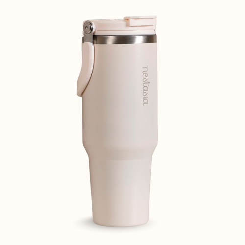 PickSip 40 Insulated Tumbler With Top Handle Vanilla Oatmilk 1200ml