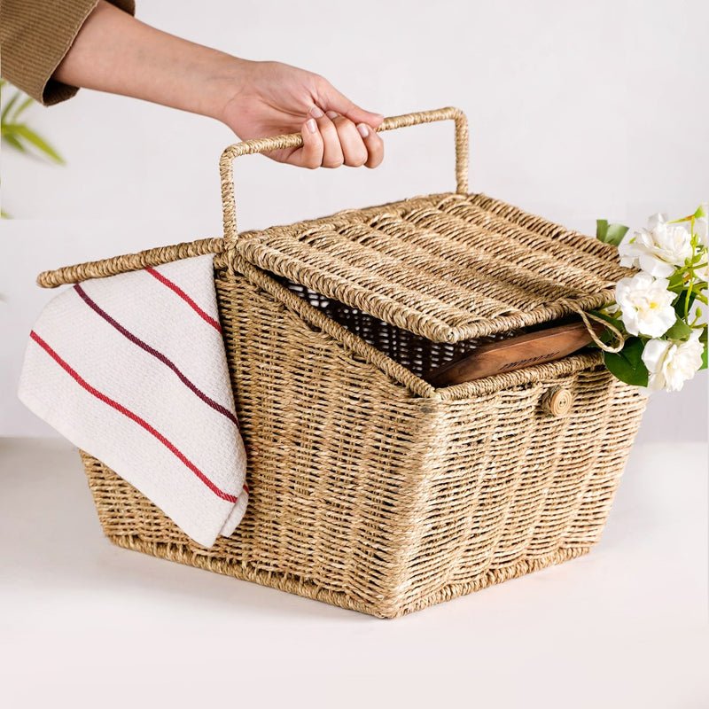 Farmhouse Eco Friendly Picnic Basket- Farmhouse Picnic Basket, Eco-Friendly Basket, Decorative Picnic Basket, Sustainable Basket, Eco Picnic Basket