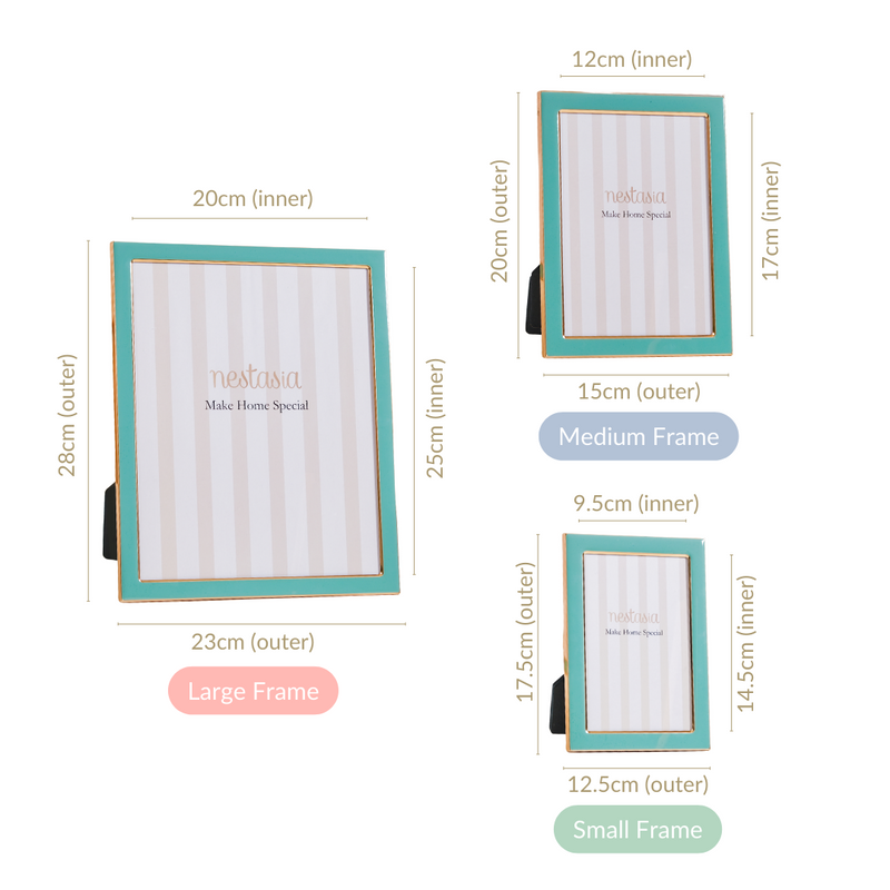 Gold Plated Modern Picture Frames Teal Set Of 3