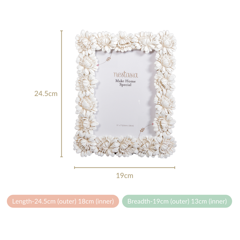 White Blooms Picture Frame Large