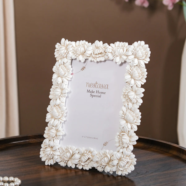 White Blooms Picture Frame Large