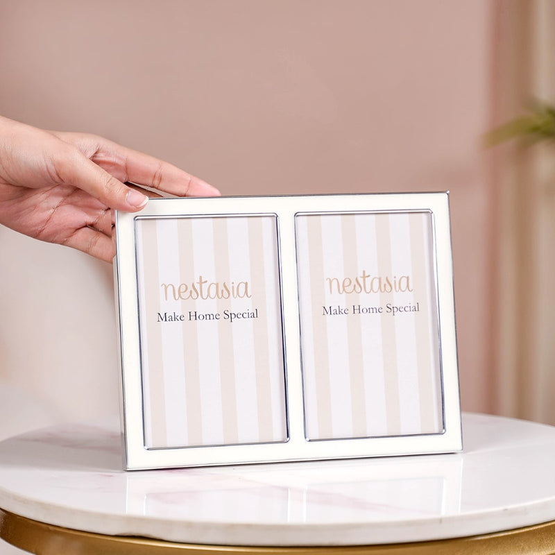 Double Collage Contemporary Picture Frame White 8.5"x6.5"- Double Collage Frame, Contemporary Picture Frame, White Photo Frame, Modern Collage Frame