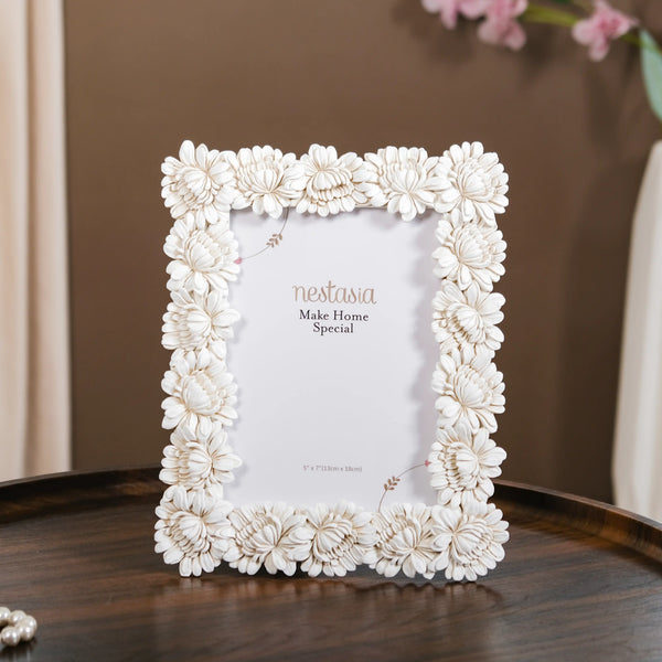 White Blooms Picture Frame Large