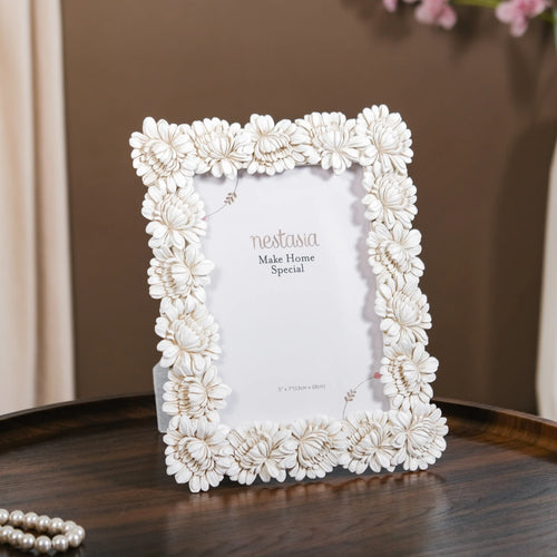 White Blooms Picture Frame Large