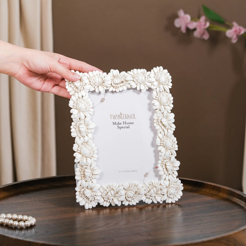 White Blooms Picture Frame Large