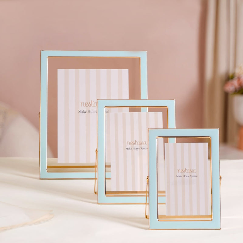 Transparent Floating Photo Frame Baby Blue Set Of 3